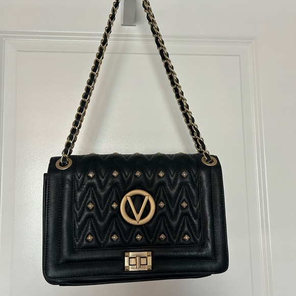 VALENTINO-AUTHENTIC • Black and Gold Shoulder/Crossbody Bag • Medium - Picture 11 of 13